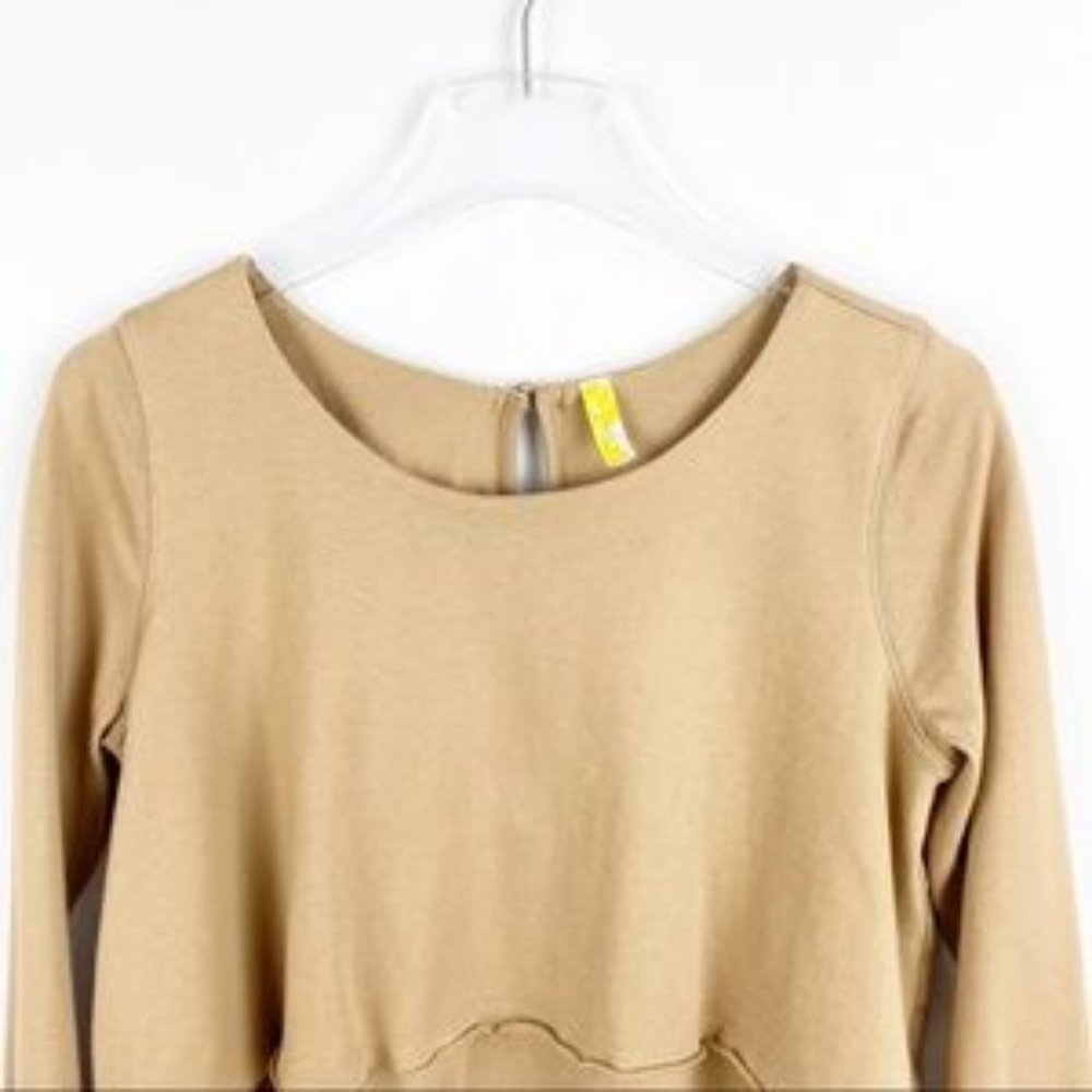 Free People Tan Brown Flowy Long Sleeve Blouse Top Size XS - Picture 3 of 8